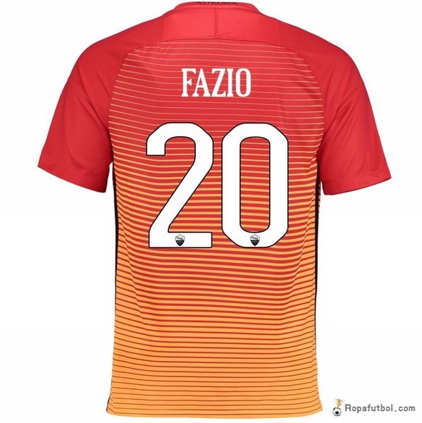 Camiseta As Roma Replica Tercera Ropa Fazio 2016/17 Naranja